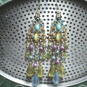 NEW Mixit Dangle Earrings 2 1/2" Long Crystals